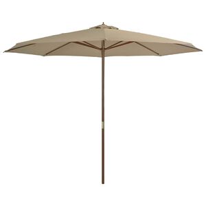 vidaXL Parasol met houten paal 350 cm taupe