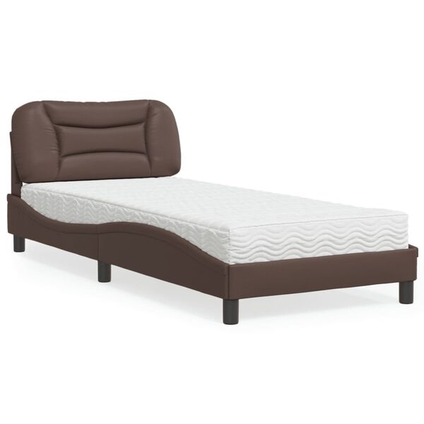 vidaXL Bed met matras "Hvar" kunstleer bruin 90x190 cm