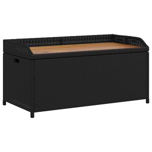 vidaXL Opbergbankje 100x50x52 cm poly rattan en acaciahout zwart