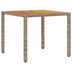 vidaXL Tuintafel met acaciahouten blad 90x90x75 cm poly rattan grijs