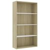 vidaXL Boekenkast met 4 schappen 80x30x151,5 cm hout wit sonoma eiken