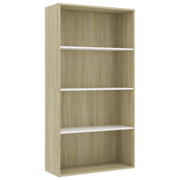 vidaXL Boekenkast met 4 schappen 80x30x151,5 cm hout wit sonoma eiken