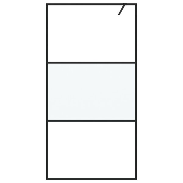 vidaXL Inloopdouchewand 100x195 cm halfmat ESG-glas zwart