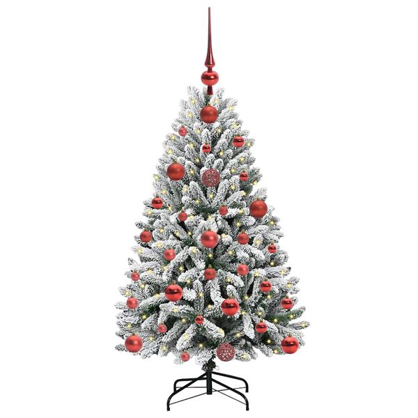vidaXL Kunstkerstboom met 150 LED Groen en Wit 120 cm PVC en Metaal