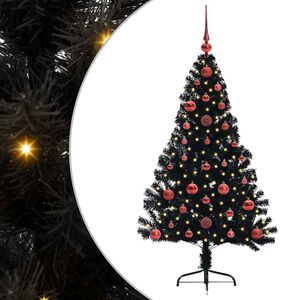 vidaXL Kunstmatig Voorverlicht Kerstboom met 150 LED Zwart 120 cm PVC