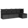 vidaXL 5-delige Loungeset met kussens poly rattan zwart