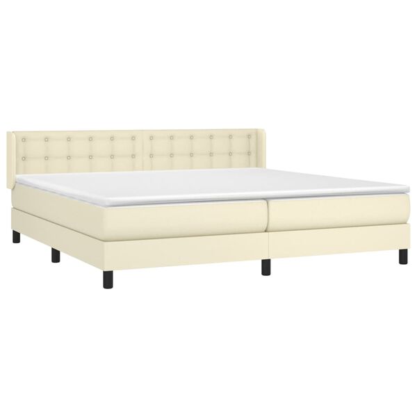 vidaXL Boxspring met matras kunstleer cr&egrave;mekleurig 200x200 cm
