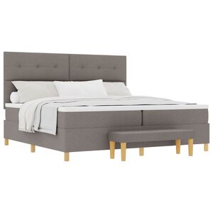 vidaXL Boxspring bed met matras met hoofdeinde Taupe 200 x 200 cm Stof