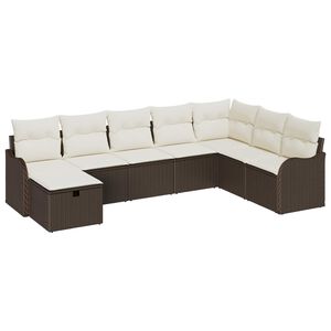 vidaXL Tuin Sofa Set met kussen met opslag 8 pcs Bruin Poly riet