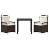 vidaXL Tuin eettafelset 3 pcs Bruin poly rattan