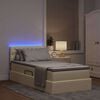 vidaXL Opbergbed met LED met matras met LED Cr&egrave;me 90 x 190 cm Stof