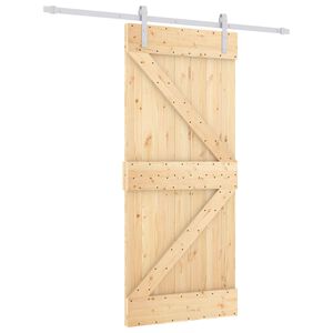 vidaXL Schuifdeur 90 x 210 cm Massief grenenhout Natuurlijk en Wit