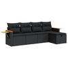vidaXL 5-delige Loungeset met kussens poly rattan zwart