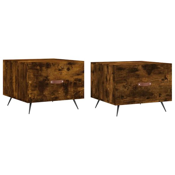 vidaXL Salontafels 2 st 50x50x40 cm bewerkt hout gerookt eikenkleurig