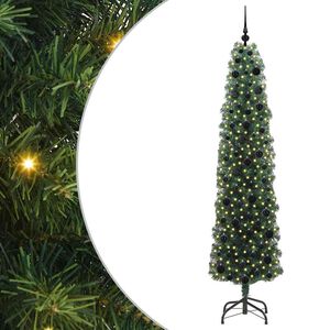 vidaXL Kunstkerstboom Groen 210 cm PVC en Staal en Kunststof