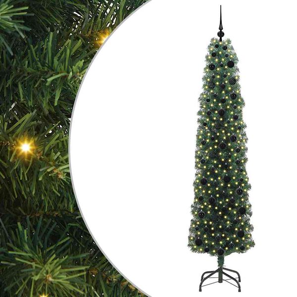 vidaXL Kunstkerstboom Groen 210 cm PVC en Staal en Kunststof
