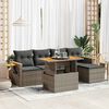 vidaXL 6-delige Loungeset met kussens poly rattan acacia grijs