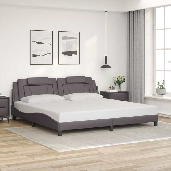 vidaXL Bedframe "Viana" zonder matras kunstleer grijs 200x200 cm