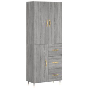 vidaXL Hoge kast 69,5x34x180 cm bewerkt hout grijs sonoma eikenkleurig