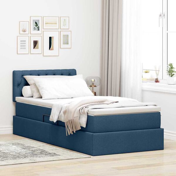 vidaXL Opbergbed met matras met matras Blauw 90 x 200 cm Bewerkt hout
