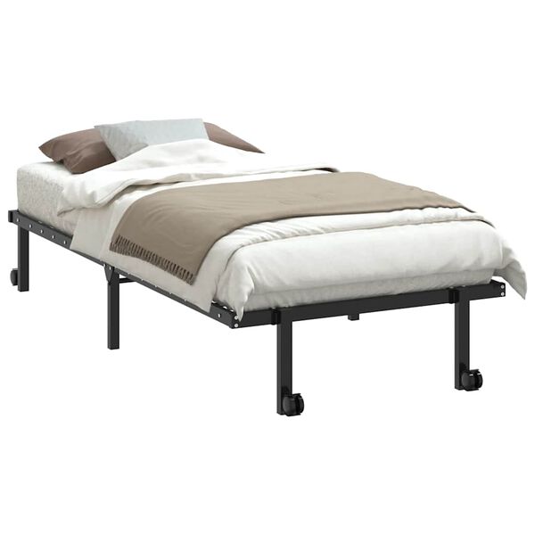 vidaXL Bedframe zonder matras opvouwbaar 90x190 cm staal zwart