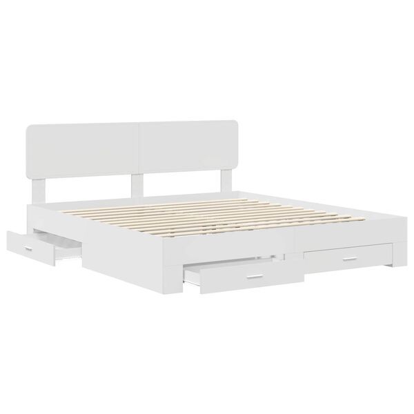 vidaXL Bedframe met hoofdeinde met lade Wit 180 x 200 cm Bewerkt hout