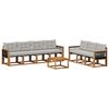 vidaXL Buiten bankenset met kussen 8 pcs Naturel en lichtgrijs