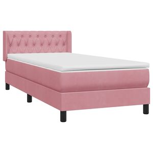 vidaXL Boxspring met matras fluweel roze 90x220 cm