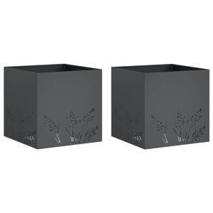 vidaXL Plantenbak 2 st Antraciet 50 x 50 x 49 cm Koudgewalst staal