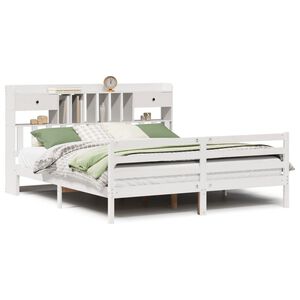 vidaXL Bed met boekenkast zonder matras grenenhout wit 180x200 cm