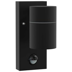 vidaXL Buiten Wandlamp Zwart 6,5 x 10,5 x 16 cm RVS en Glas