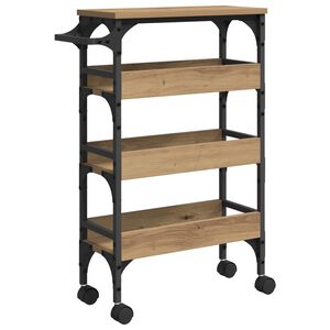 vidaXL Keuken Trolley Artisan Eiken 53 x 20 x 76 cm Bewerkt hout