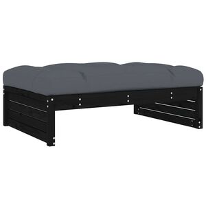 vidaXL Tuinvoetenbank 120x80 cm massief grenenhout zwart