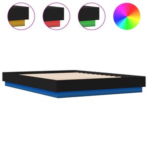 vidaXL Bedframe met LED zonder matras 150x200 cm zwart