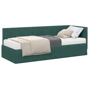 vidaXL Hoekbedframe met Matras 2 st Donkergroen 80 x 200 cm Fluweel