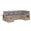 vidaXL 6-delige Loungeset met kussens poly rattan gemengd beige