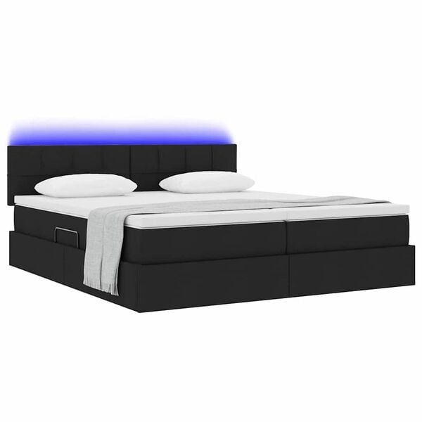 vidaXL Bed met LED-striplichten met hoofdeinde Zwart 180 x 200 cm Stof