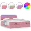 vidaXL Ottoman bed met matrassen en LED's 160x200cm fluweel roze