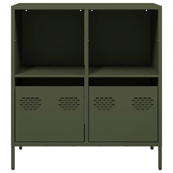 vidaXL Dressoir 68x39x73,5 cm koudgewalst staal olijfgroen