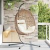 vidaXL Hangende ei-stoel Licht cr&egrave;me 104 x 100 x 191 cm poly rattan