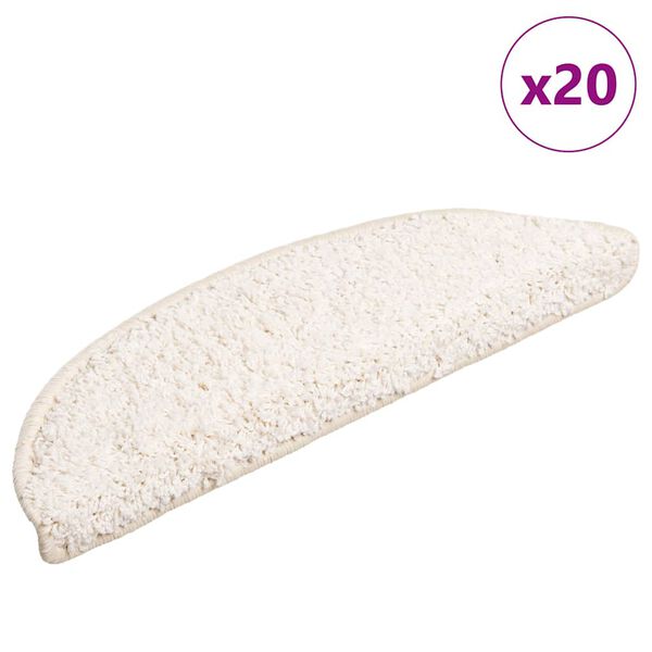 vidaXL Trapmatten 20 st 56x17x3 cm Wit Halfrond