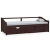vidaXL Bedbank 3-zits met lades grenenhout donkerbruin 90x200 cm