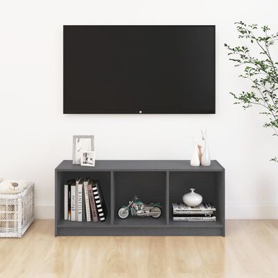 vidaXL Tv-meubel 104x33x41 cm massief grenenhout grijs