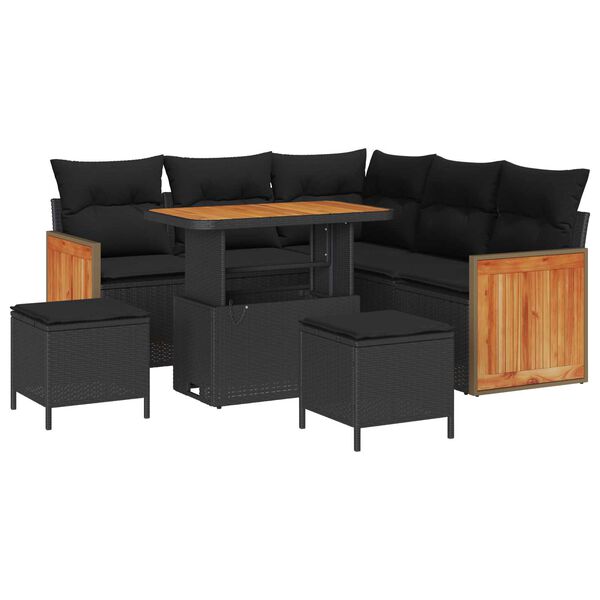 vidaXL Tuin Sofa Set 8 pcs Zwart poly rattan