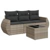 vidaXL 4-delige Loungeset met kussens poly rattan lichtgrijs
