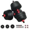 vidaXL 2-in-1 Halter-Barbell Set 20 kg Zwart en Rood