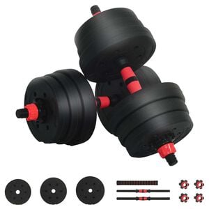 vidaXL 2-in-1 Halter-Barbell Set 20 kg Zwart en Rood
