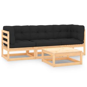 vidaXL 4-delige Loungeset massief grenenhout
