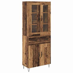 vidaXL Hoge kast Oud Hout 69,5 x 34 x 90 cm Bewerkt hout