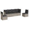 vidaXL 6-delige Loungeset met kussens poly rattan lichtgrijs